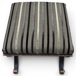 French design dressing table stool, striped upholstery over an X-frame base