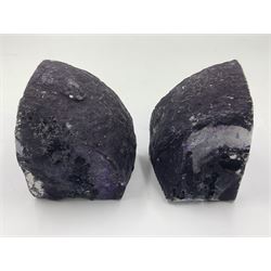 Pair of purple agate, natural edged bookends, H19cm