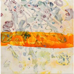 Gillian Ross Kelsey (British 1935-2025): 'Orange Stream', mixed media on board unsigned 11...