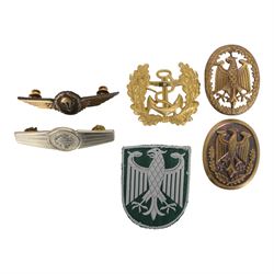West German Bundeswehr military badges for army, navy and airforce, together with army lanyard

