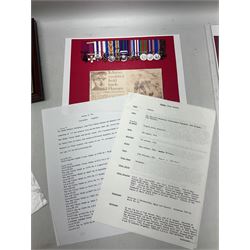 Captain (later Brigadier) Percy Howard Hansen V.C., D.S.O., M.C. 6th (Service) Battalion Lincolnshire Regiment - representative group of thirteen miniature dress medals comprising VC, DSO, MC, WW1 trio, GSM with Palestine clasp, four WW2 medals/stars, George VI Coronation Medal and French Croix-De-Guerre with MID leaves; all with ribbons on pinned bar for wearing; together with display of contemporary tunic ribbon bars for eight medals, framed with Lincolnshire Regiment cap badge, newspaper cutting and London Gazette extract; framed head and shoulder portrait of Hansen in uniform clearly showing his medal bars; and copies of related biographical information. Auctioneer's Note: Extract from the London Gazette 1st October 1915 regarding the VC 'For most conspicuous bravery on the 9th August 1915, at YILGHIN BURNU Gallipoli Peninsular. After the second capture of the 