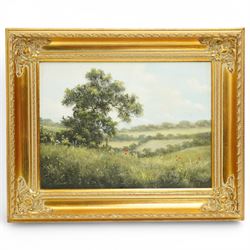 Tony Mercier (British 20th century): The Poppy Field, oil on canvas signed 30cm x 40cm