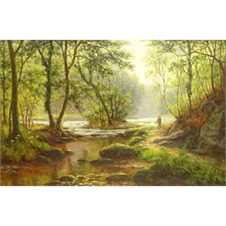  William Mellor (British 1851-1931): 'On the Wharfe' and 'Postforth Ghyll' Bolton Woods Yorkshire, pair oils on canvas signed, titled verso 20cm x 29cm  
