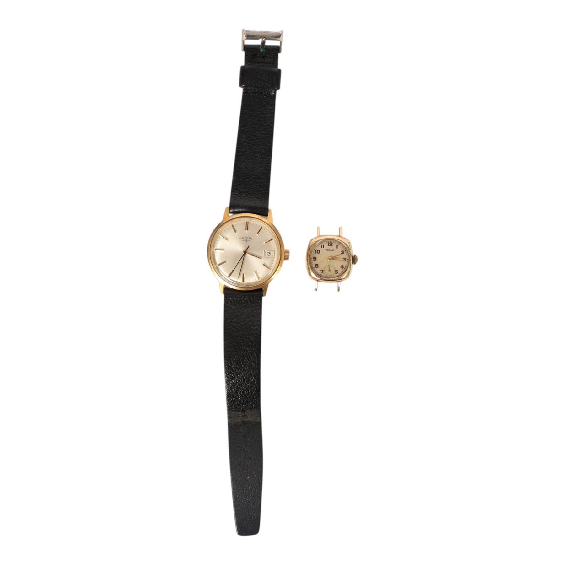 Rotary 9ct gold manual wind wristwatch, with subsidiary seconds dial, hallmarked and a gold-plated and stainless steel Rotary manual wind wristwatch