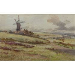 John C Syer (British 1844-1912): 'The Windmill Hawsker', watercolour signed 30cm x 50cm