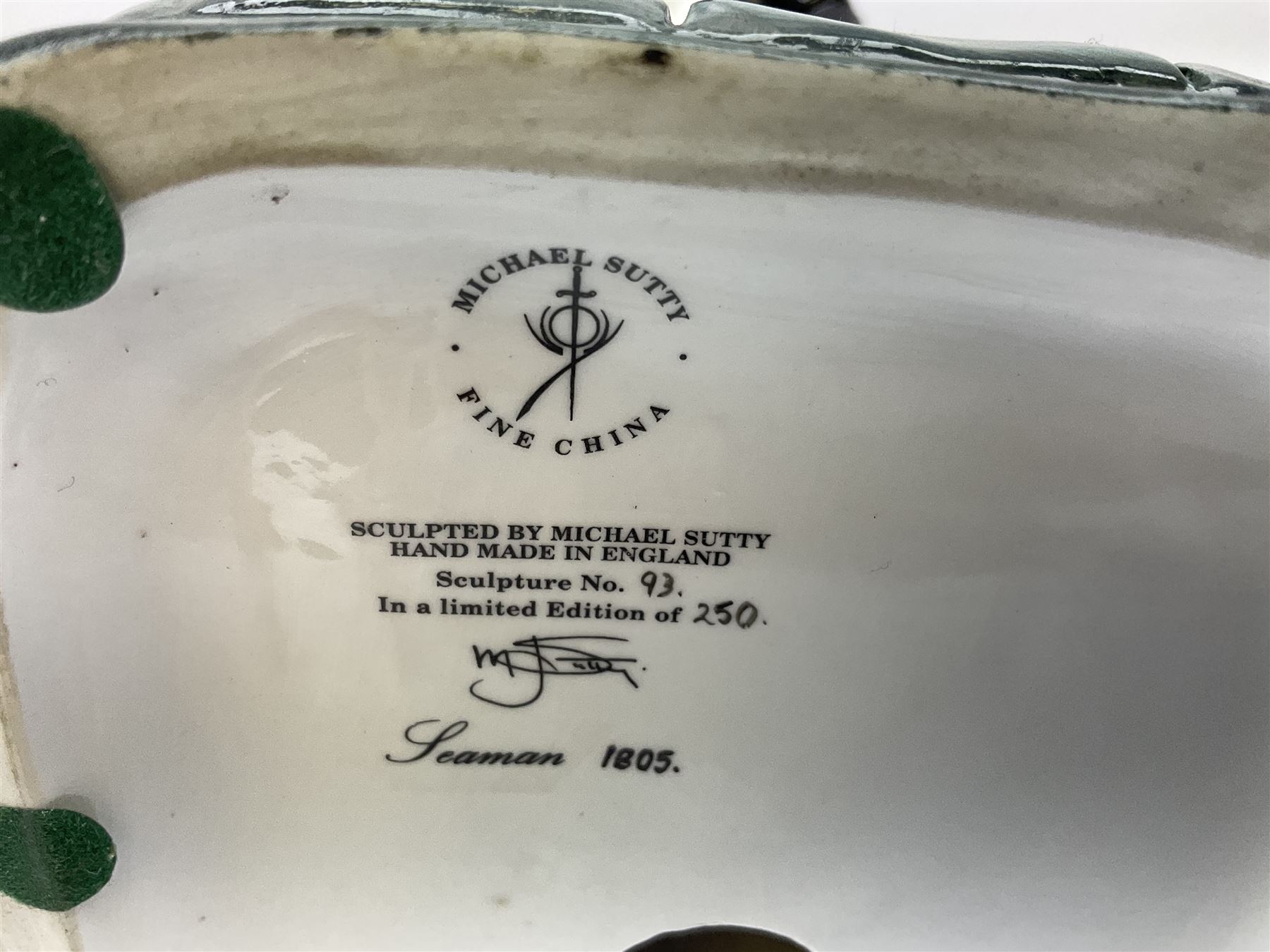 Michael J Sutty limited edition Seaman figure from the Trafalgar Period (1805), 93/250, from the British Naval Figures series, H21cm