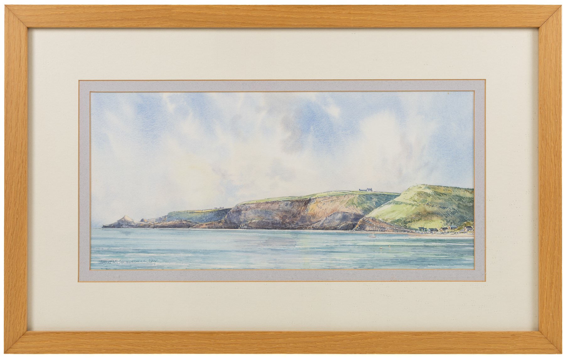 John Freeman (British 1942-): 'Runswick Bay' and 'Staithes', one watercolour signed titled and dated '96 and one limited edition coloured print signed and numbered 8/500 in pencil max 25cm x 38cm (2)