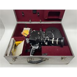 Bolex H16 RX5 camera body, serial no. 245758, with ' Kern Paillard Vario Switar 1:1.9 f=16-100mm POE Bolex H16RX' lens, Bolex 400ft magazine, etc, all in Bolex large flight case