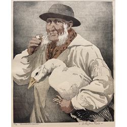 Arthur Rigden Read (British 1879-1955): 'Michaelmas Goose', colour woodcut signed titled and numbered 43/75 in pencil 21.5cm x 17.5cm