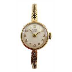  Tudor Royal Rolex 9ct gold bracelet manual wristwatch hallmarked, the bracelet stamped Rolex in original box  