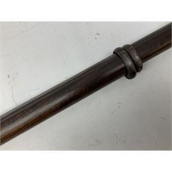 19th century D. & J. Fraser Edinburgh .577 Snider action gun, the 94cm barrel with three-groove rifling, three barrel bands and maker's name to top, full walnut stock with brass fittings, trigger guard inscribed J.D.M.,  L141cm