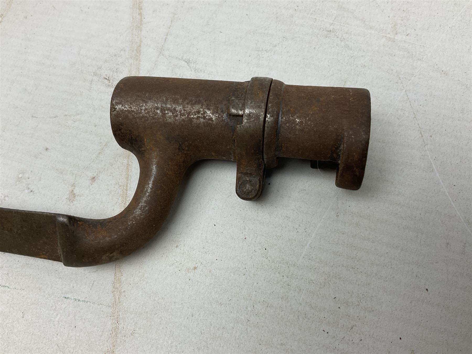 Five 19th century bayonets in relic condition without scabbards comprising British Pattern 1876 socket bayonet with Indian markings; French Model 1874 epee bayonet; and three French Model 1866 sabre bayonets (5)