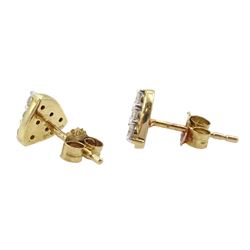 Pair of 9ct gold round brilliant cut diamond stud earrings, stamped 375
