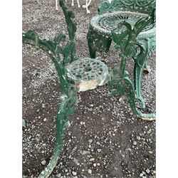 Painted aluminium circular garden table and three chairs - THIS LOT IS TO BE COLLECTED BY APPOINTMENT FROM DUGGLEBY STORAGE, GREAT HILL, EASTFIELD, SCARBOROUGH, YO11 3TX