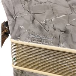 Recanati V Soprani Di Silvio Piano Accordion, 120 bass, with five tone selector keys, silvered pearloid case, with carry case
