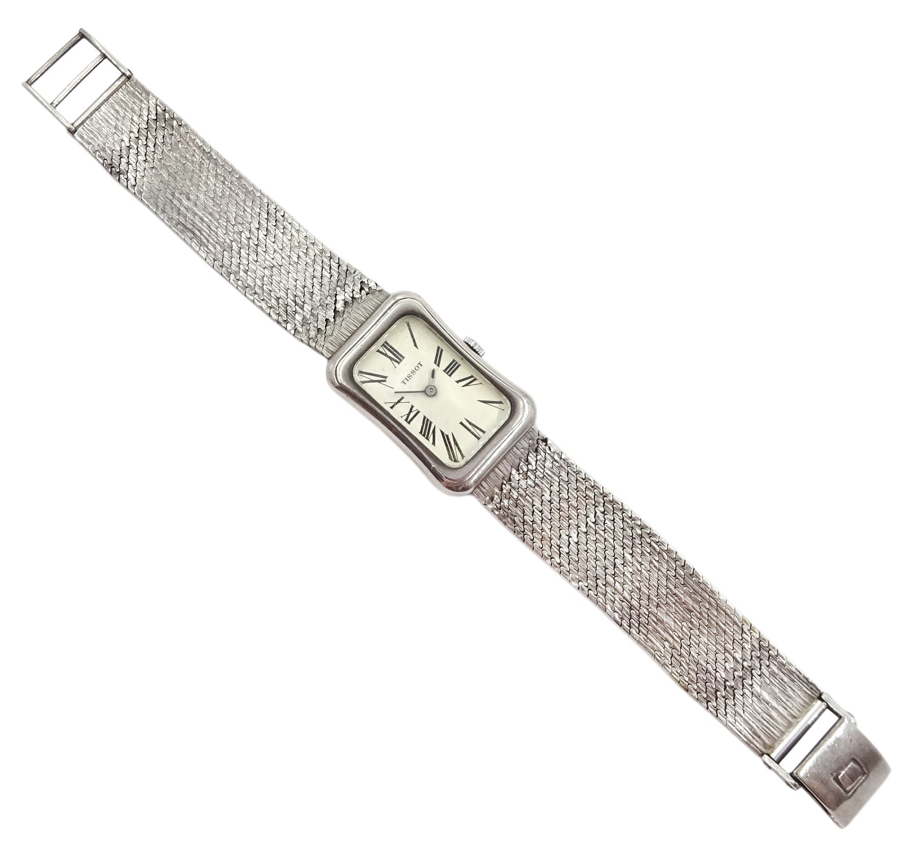 Tissot silver manual wind rectangular bracelet wristwatch, cal. 2403 ...