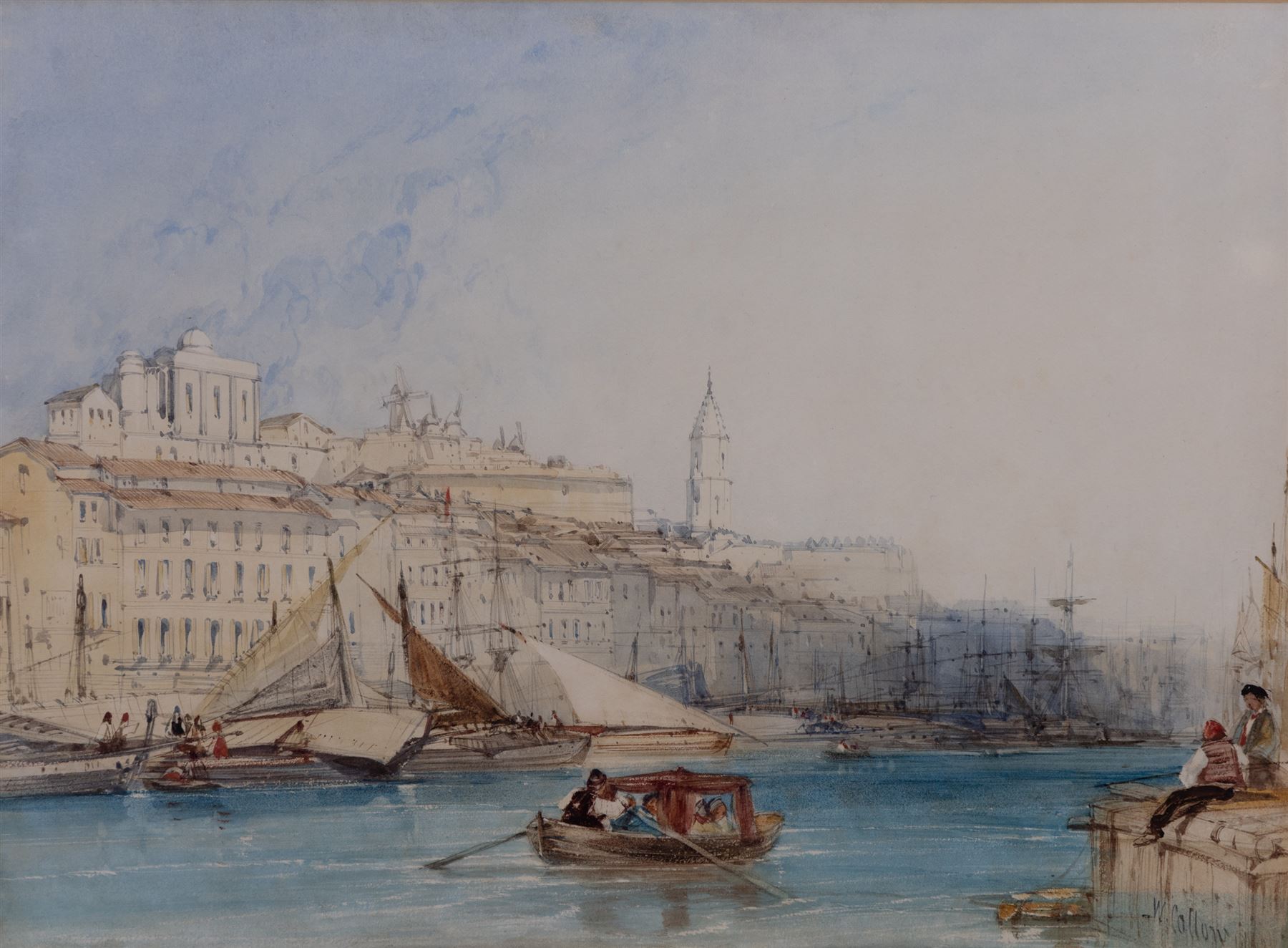 William Callow RWS (British 1812-1908): Boats at Mykonos - Greece, watercolour signed, Christie's label verso 24cm x 33cm