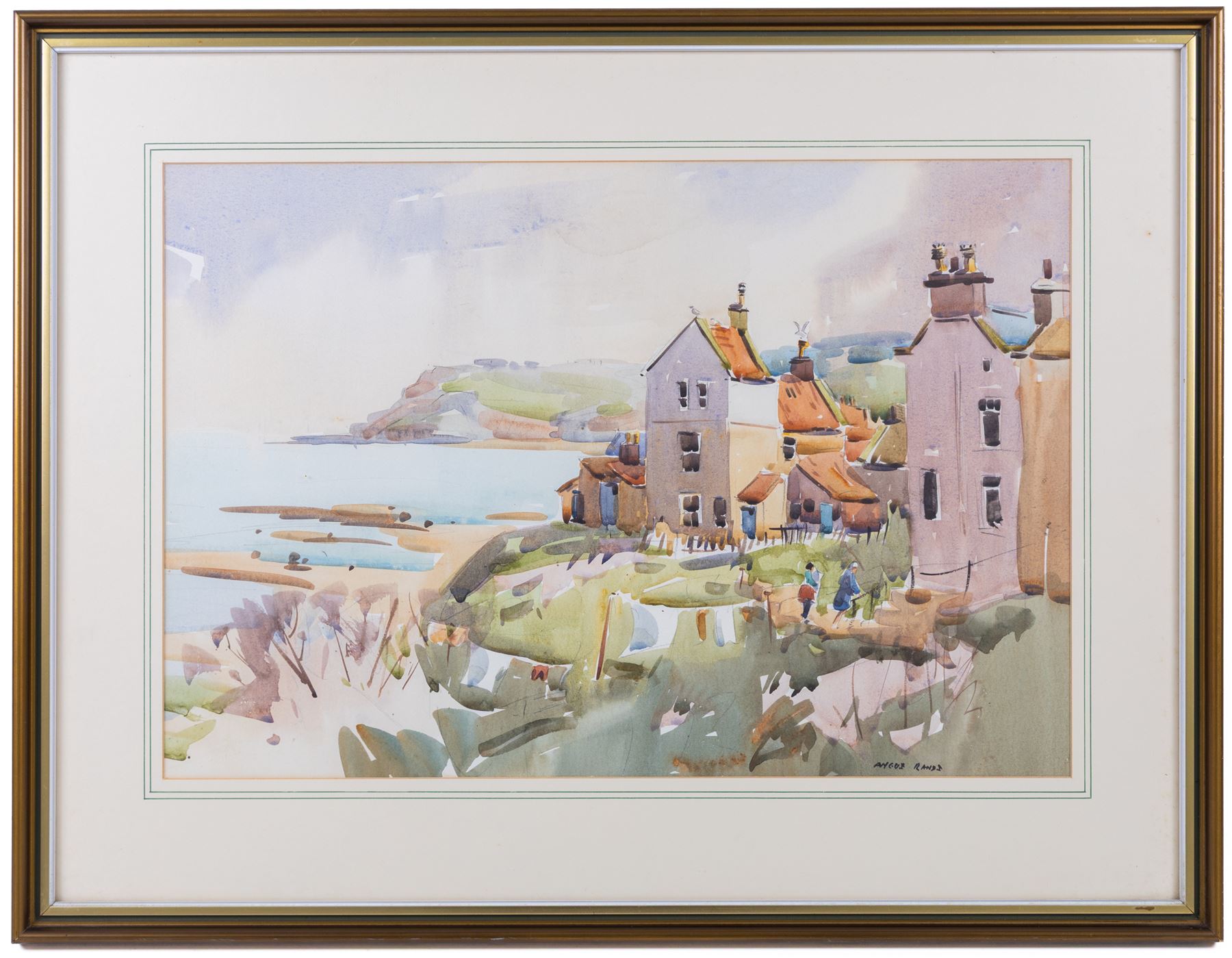 Angus Bernard Rands (British 1922-1985): Robin Hood's Bay and Country Scenes, three watercolours (one unframed painted recto and verso) signed, 34cm x 50cm