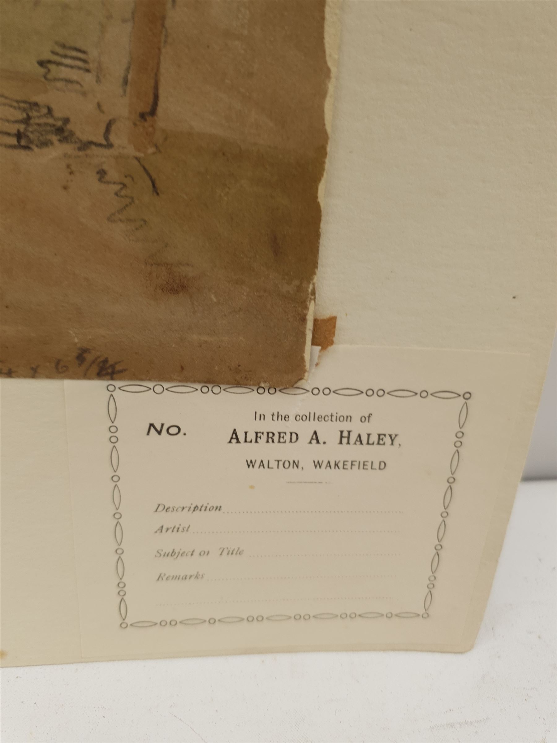 Joseph Rhodes (British 1782-1854): 'Sketches of Old Farm Houses at Flamborough', pair watercolours mounted as one unsigned 16cm x 27cm 
Provenance: collection of Alfred A Haley, Walton, Wakefield, label beneath the mount
