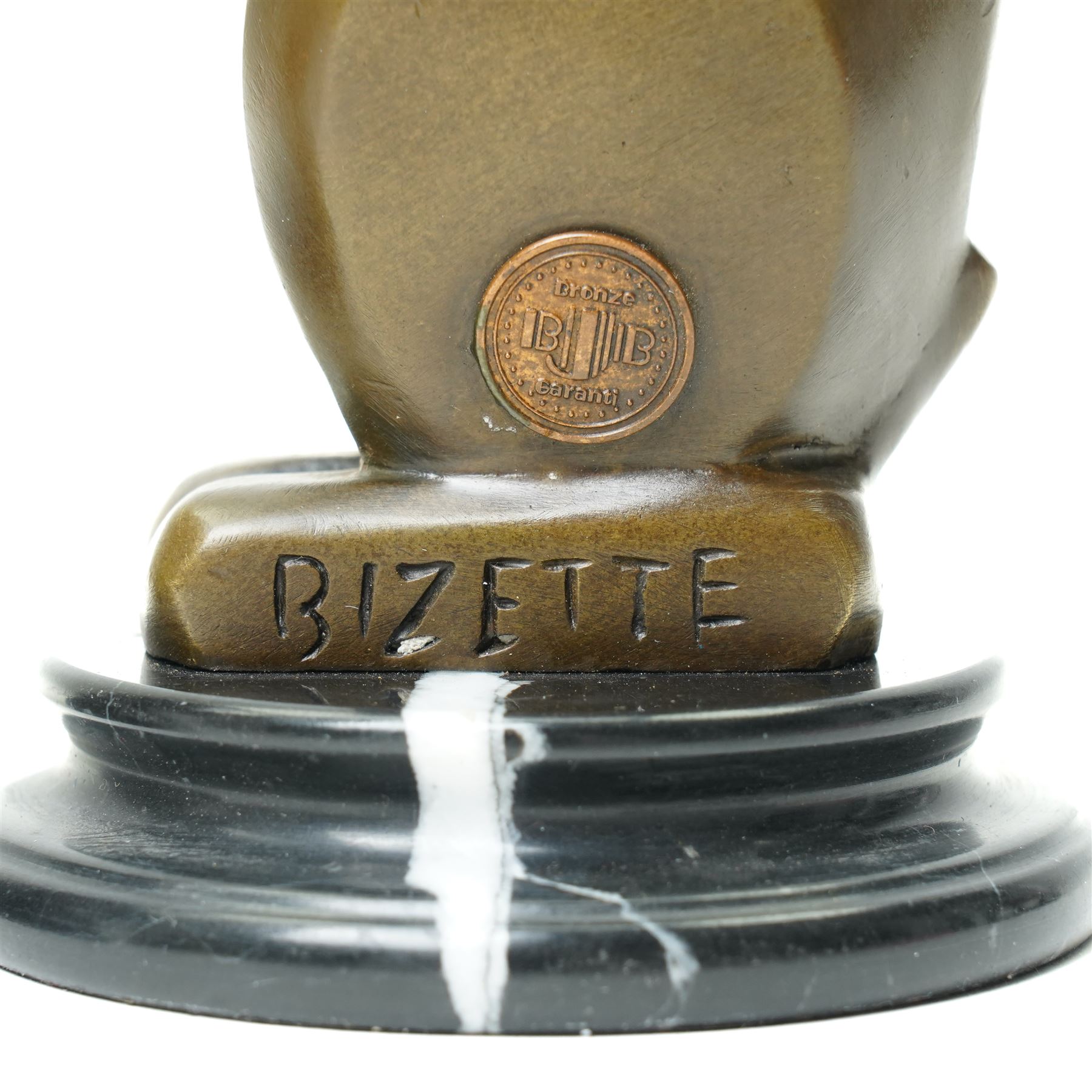 After André Bizette-Lindet - pair of Art Deco style bronze rabbits, bearing signature and foundry stamp, overall H16cm (2)