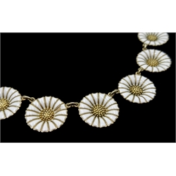  Danish silver and enamel daisy link necklace and brooch by Anton Michelsen  