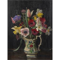 Emily Beatrice Bland (British 1864-1951): 'Flowers' in a Jug, oil on panel unsigned, titled dated 1919 and attributed on Walker's Galleries label verso, 34cm x 25cm