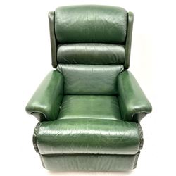 Reclining armchair upholstered in British racing green leather