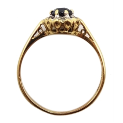  9ct gold oval sapphire and diamond ring, hallmarked  