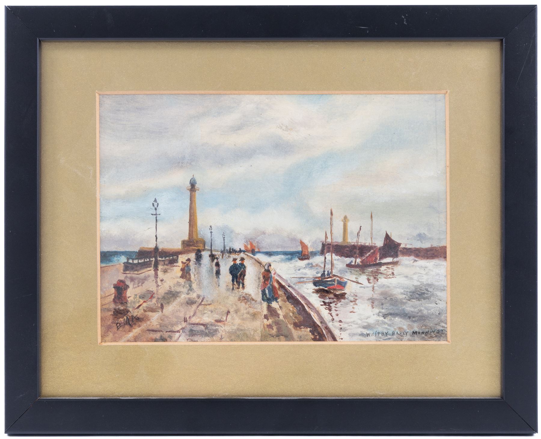George Scarth French (British fl.1894-1910): View of Whitby, watercolour signed and dated 1885, 15cm x 24cm; together with another of 'Whitby Early Morning' signed with initials EMA, 10.5cm x 15cm and two others of Ugthorpe Lane, near Whitby, max 17cm x 25cm (4)