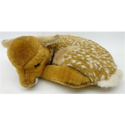  Steiff plush model of a recumbent deer faun, with Steiff ear button, L33cm  