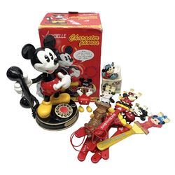 Novelty Mickey Mouse telephone in original box together with other vintage Disney merchandise