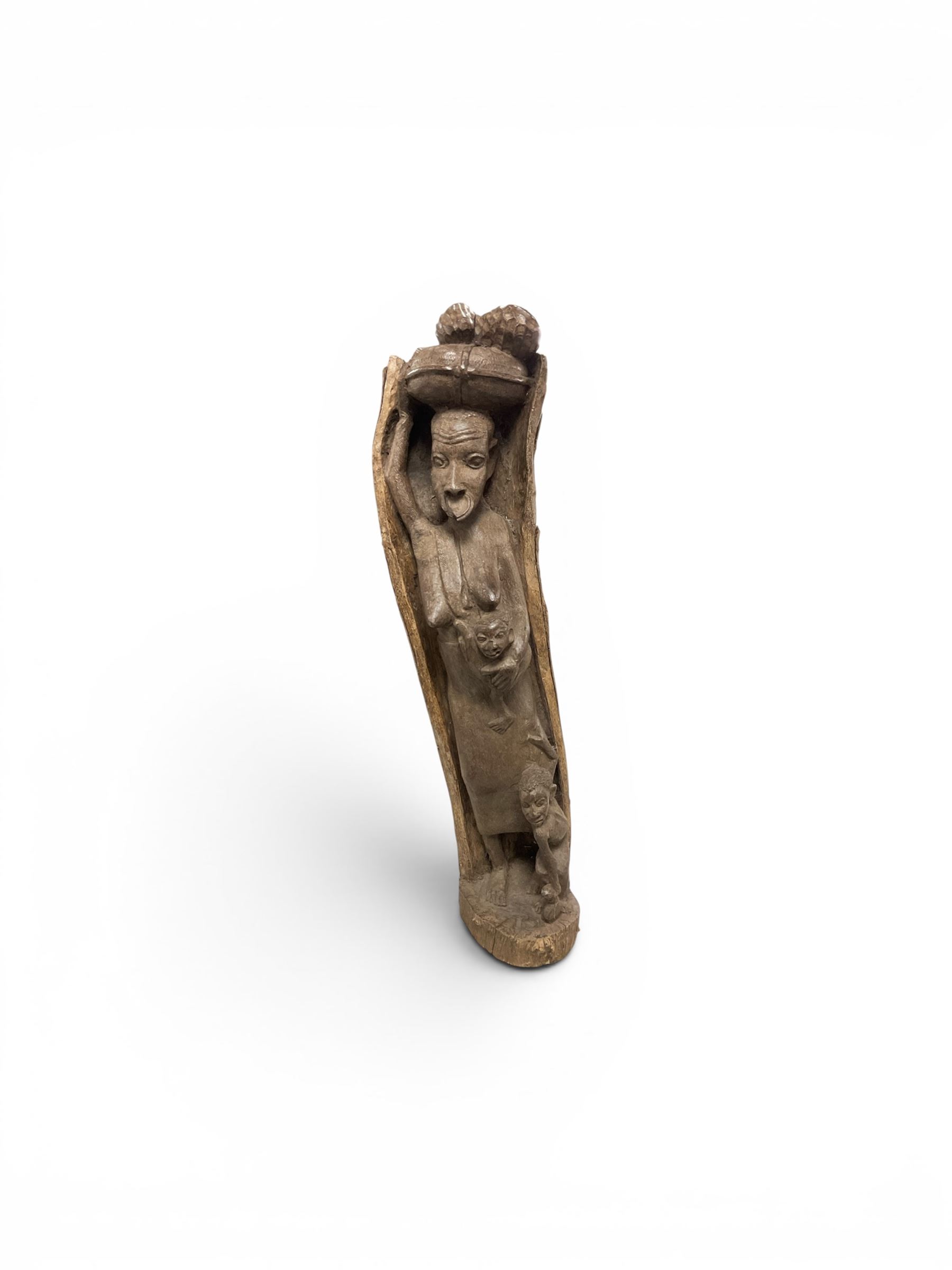 African hardwood figure, carved from a tree trunk, H80cm