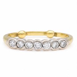 18ct gold diamond half eternity ring, bezel set with seven round brilliant cut diamonds, t...