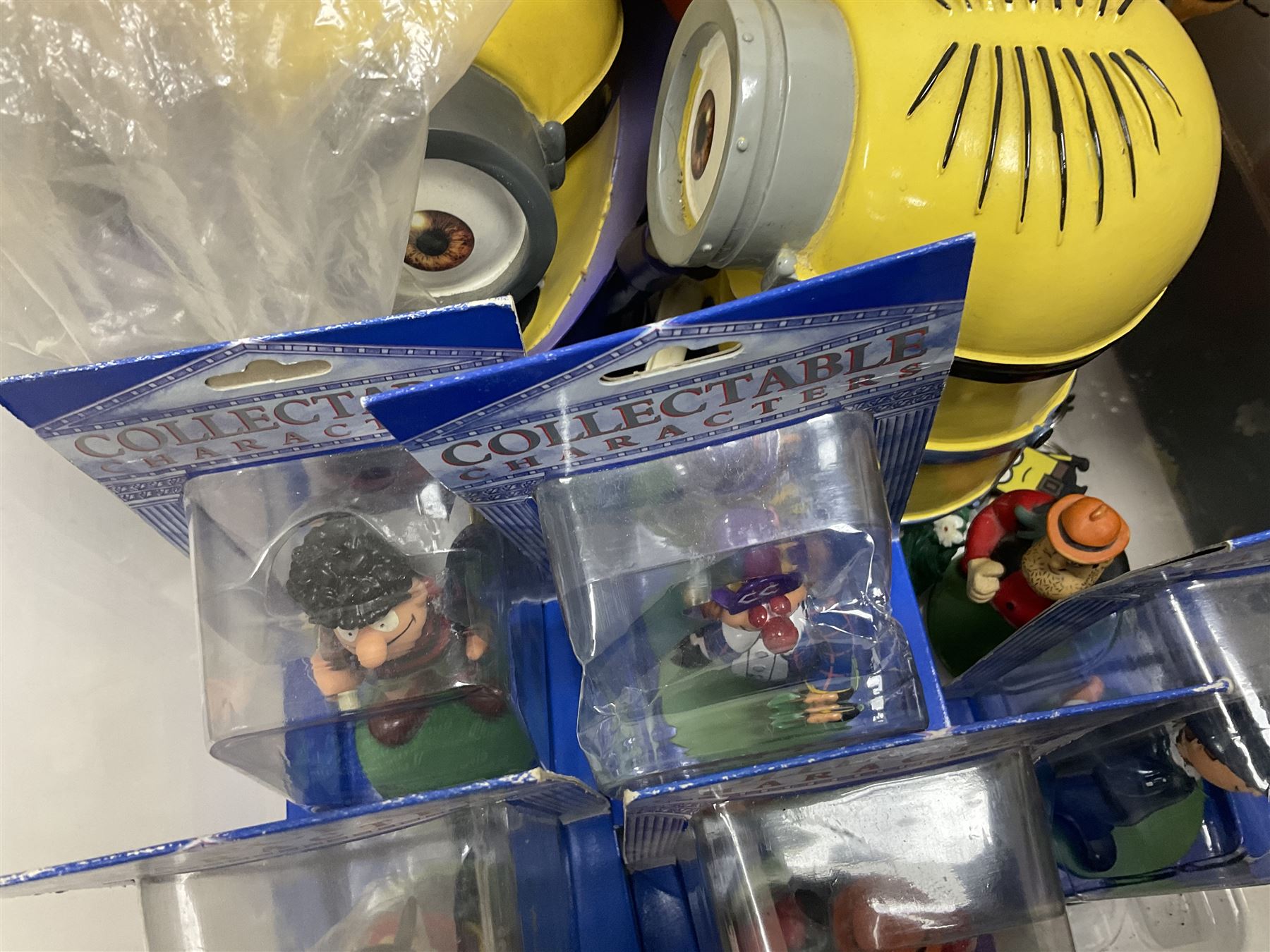 Collection of Duracell Bunny collectibles to include Racing Bunny, Fireman Bunny, Dancing Bunny etc in original boxes; Bandai collectable characters, Gremlins 2 Gizmo plushies from Applause, further soft toys and collectables etc, in three boxes 