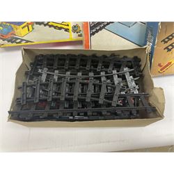 Large quantity of toy railway collectables, to include Faller ‘Hit Train’ boxed sets 3706, 3732, 3753; Lima automatic car unloader, quantity of track and accessories, etc in two boxes 