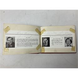 Mid 20th century autograph book, to include autographs from Beverley Sisters, Reg Varney, Ronnie Verrell, Betty Mitchell, etc, poems and verses etc