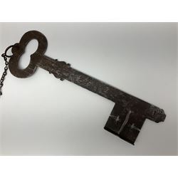 Early 20th century locksmiths shop sign, modelled as a key, L49cm, H15.5cm