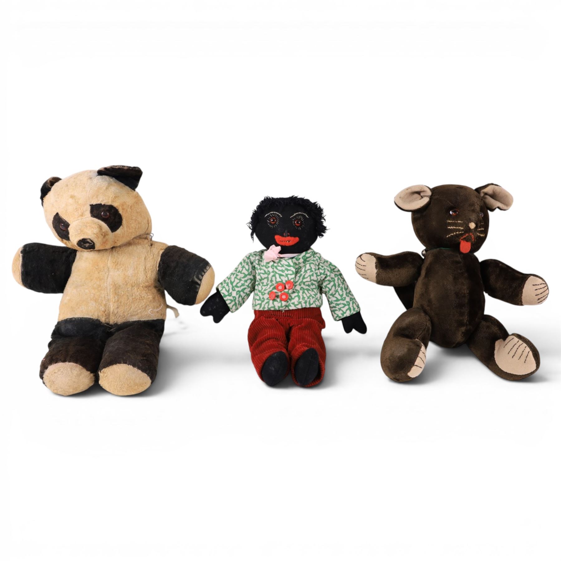 Seven vintage/handmade soft toys, comprising Humpty Dumpty, rabbit, panda, koala, golly and bears