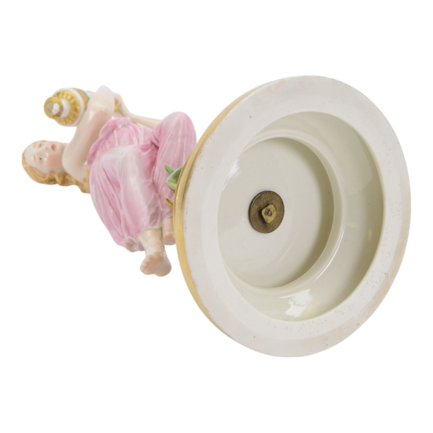 Late 19th century Royal Worcester figure, 'Evening Dew', modelled as a semi-nude female figure pouring water from an amphora, upon a socle base, H40cm
