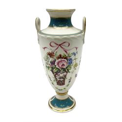 Minton Rose Basket bicentenary vase, with printed mark beneath H22.5cm