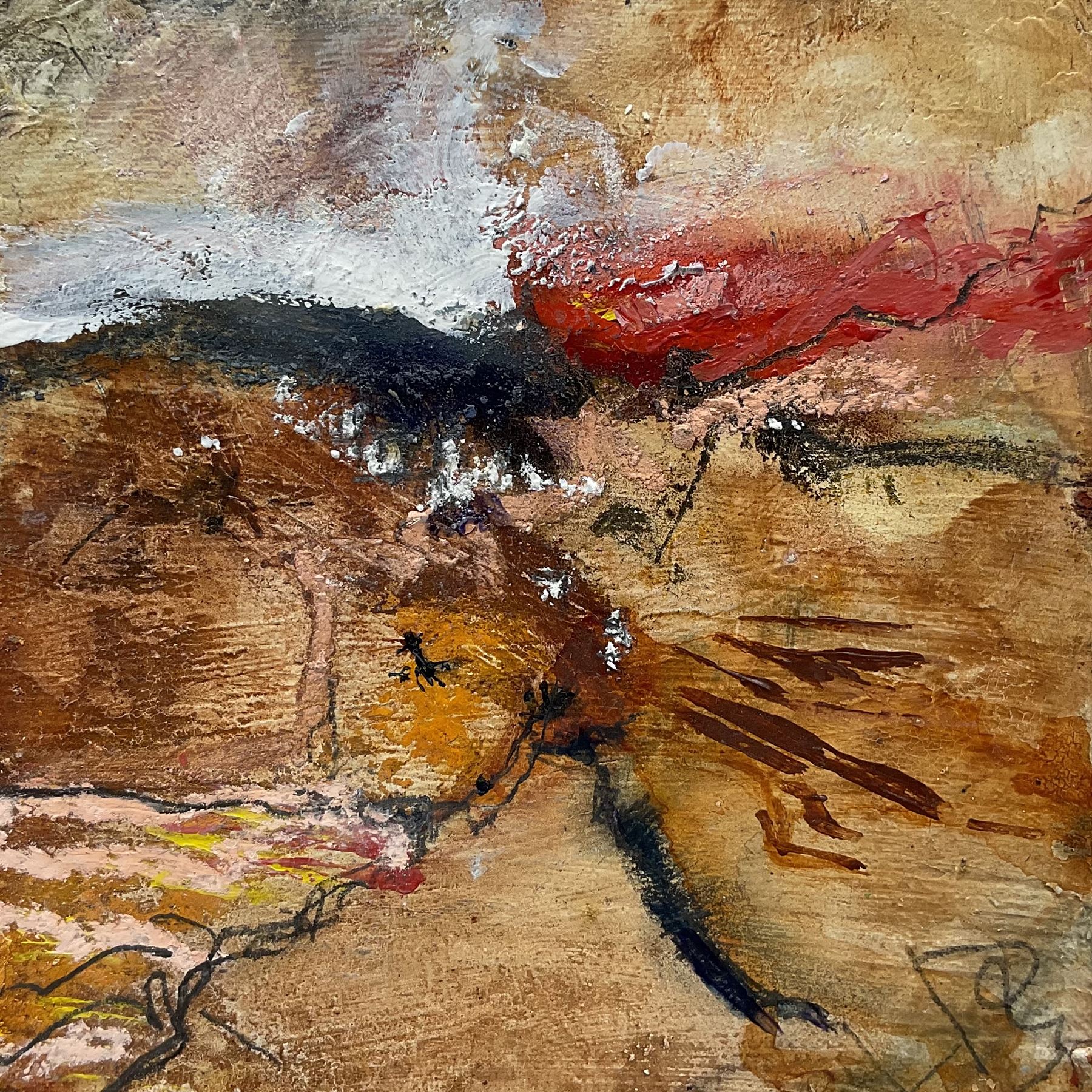 David Baumforth (British 1945-): North York Moors Landscapes, triptych of three mixed media on board framed as one signed with monogram, each 12cm x 12cm