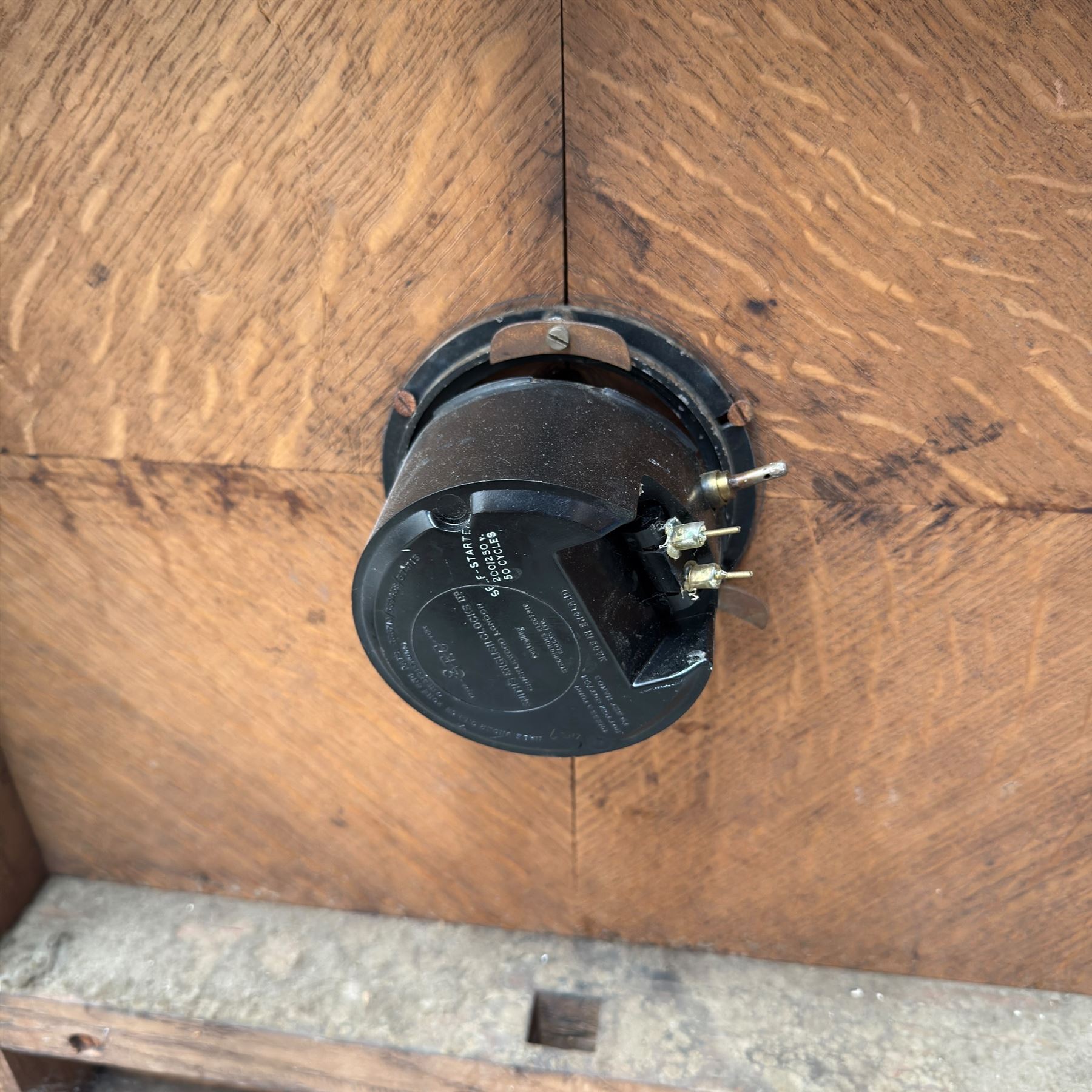 Large art deco style oak clock, removed from a school with electric movement 