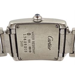 Cartier Tank Francaise 18ct white gold ladies quartz wristwatch,  Ref. 2403, on original 18ct white gold bracelet, hallmarked 