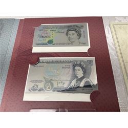 Queen Elizabeth II 'The Platinum Jubilee Banknote Collection' including 2022 'The Unissued Fifty Pence Banknote Gold Coin', housed in official card folder with certificates