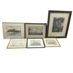  T Dixon after I Jenkinson: 'View of the Town and Harbour of Liverpool from Seacombe', engraving pub. 1820; John Charles Bromley
after Sir Thomas Lawrence: 'Rural Amusement', mezzotint pub. 1831; together with two further prints, three botanical prints, and three early 20th century watercolours (10)