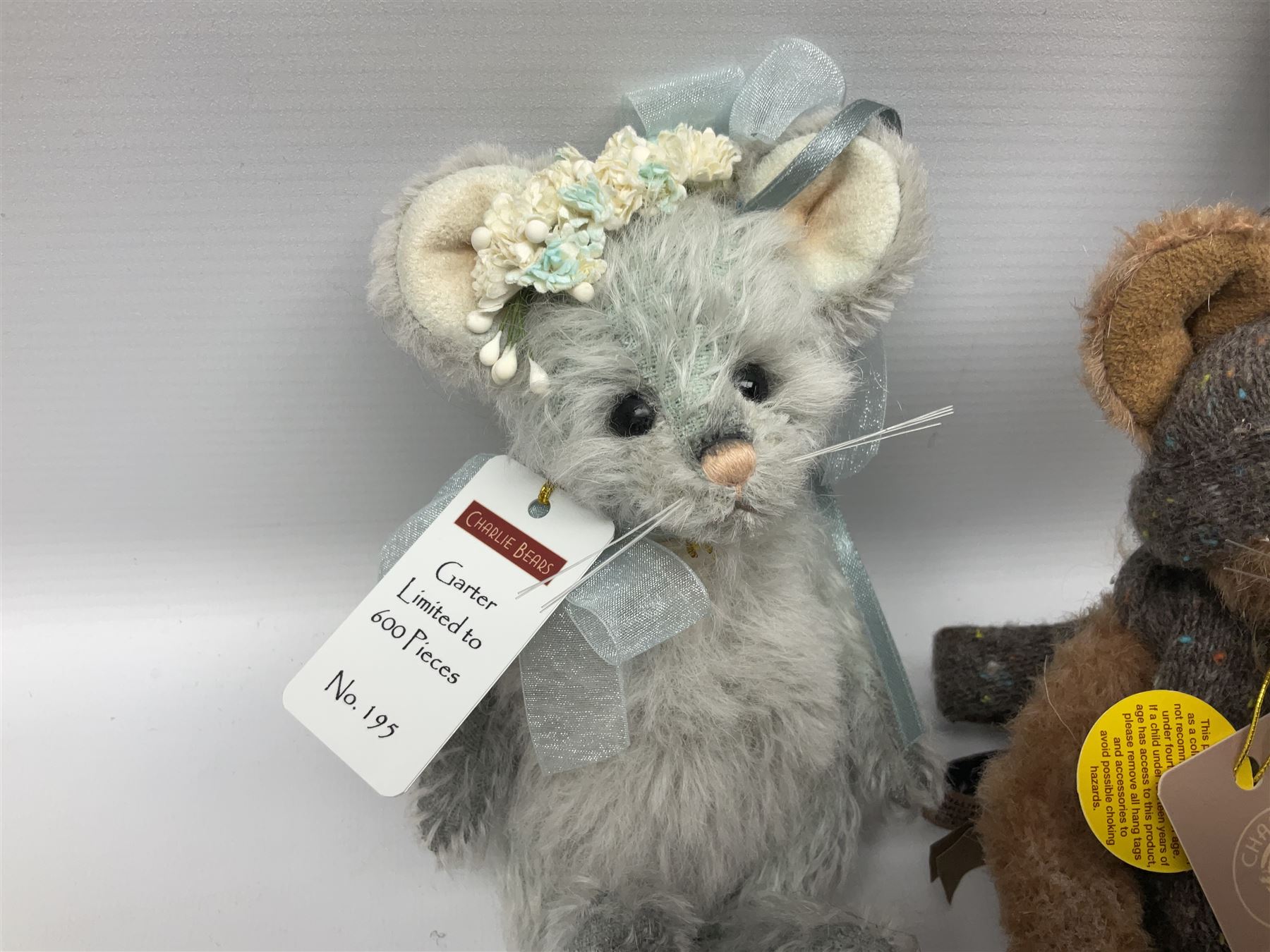 Three limited edition Charlie Bears, comprising Clockwork 168/1200, Pearl Grey 172/600, and Garter 195/600, each designed by Isabelle Lee, from the Minimo Collection, all with tags 