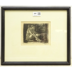  John Sloan (USA 1871-1951): 'Nude by Bookcase', proof etching signed in pencil, signed and dated 1931 in the plate 11cm x 14cm Provenance: from the collection of the late Brian Hill of Bridlington, purchased by Brian hill from The Fine Art Society 1993, receipt verso  DDS - Artist's resale rights may apply to this lot   