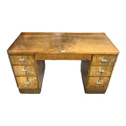 Early to mid 20th century Art Deco walnut dressing table (W123cm, H70cm, D53cm)
