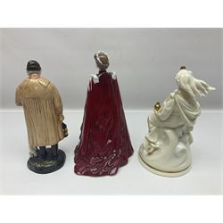 Royal Worcester figure, The Queen, created in celebration of the Queen's 80th birthday, together with two Royal Doulton figures, Queen of the Ice HN2435, and The Shepherd HN1975, tallest H23cm