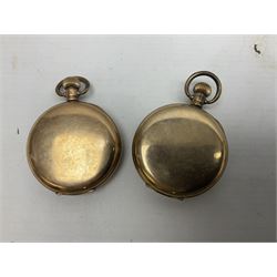 Silver lever pocket watch, hallmarked four gold-plated open face lever pocket watches including Limit and Elgin, H.S. Brooks pocket watch and a centre seconds chronograph (7)